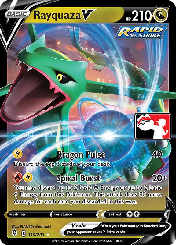 Rayquaza V 110/203 card from Prize Pack Series Cards