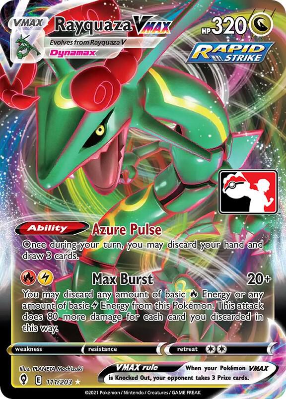 Rayquaza VMAX 111/203 card from Prize Pack Series Cards