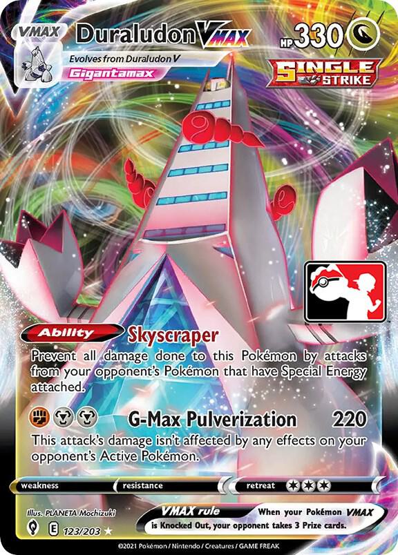 Duraludon VMAX 123/203 card from Prize Pack Series Cards