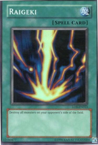 Raigeki LOB-EN053 card from Legend of Blue Eyes White Dragon (Worldwide English)