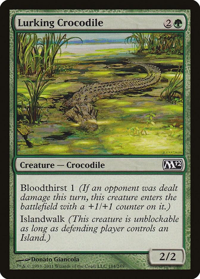 Lurking Crocodile 184 card from Magic 2012 (M12)
