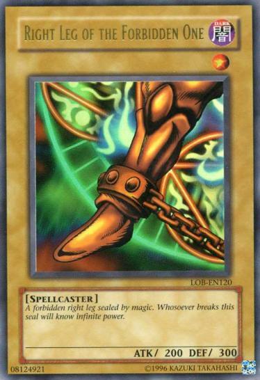 Right Leg of the Forbidden One LOB-EN120 card from Legend of Blue Eyes White Dragon (Worldwide English)