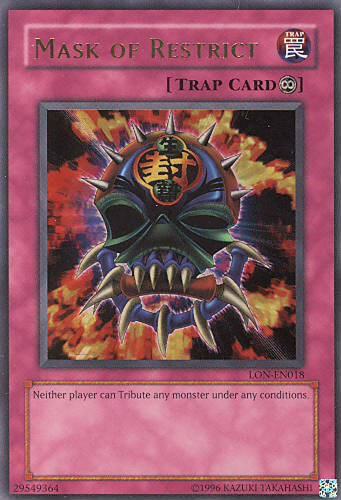 Mask of Restrict LON-EN018 card from Labyrinth of Nightmare (Worldwide English)