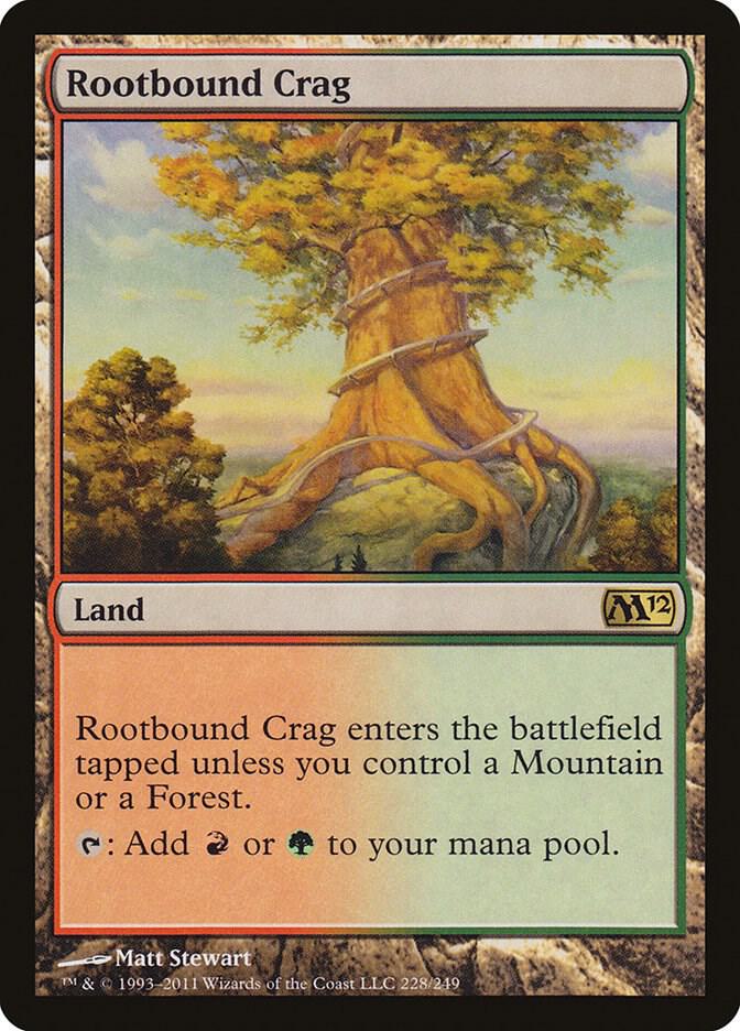 Rootbound Crag 228 card from Magic 2012 (M12)