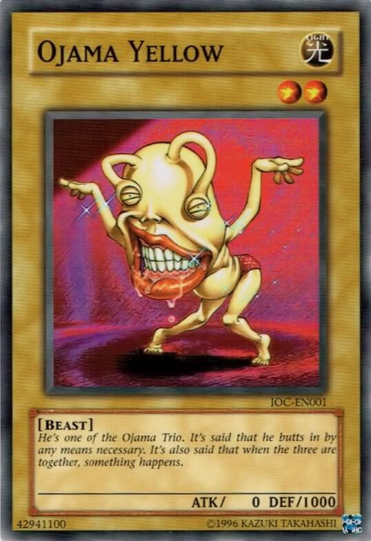 Ojama Yellow IOC-EN001 card from Invasion of Chaos (Worldwide English)