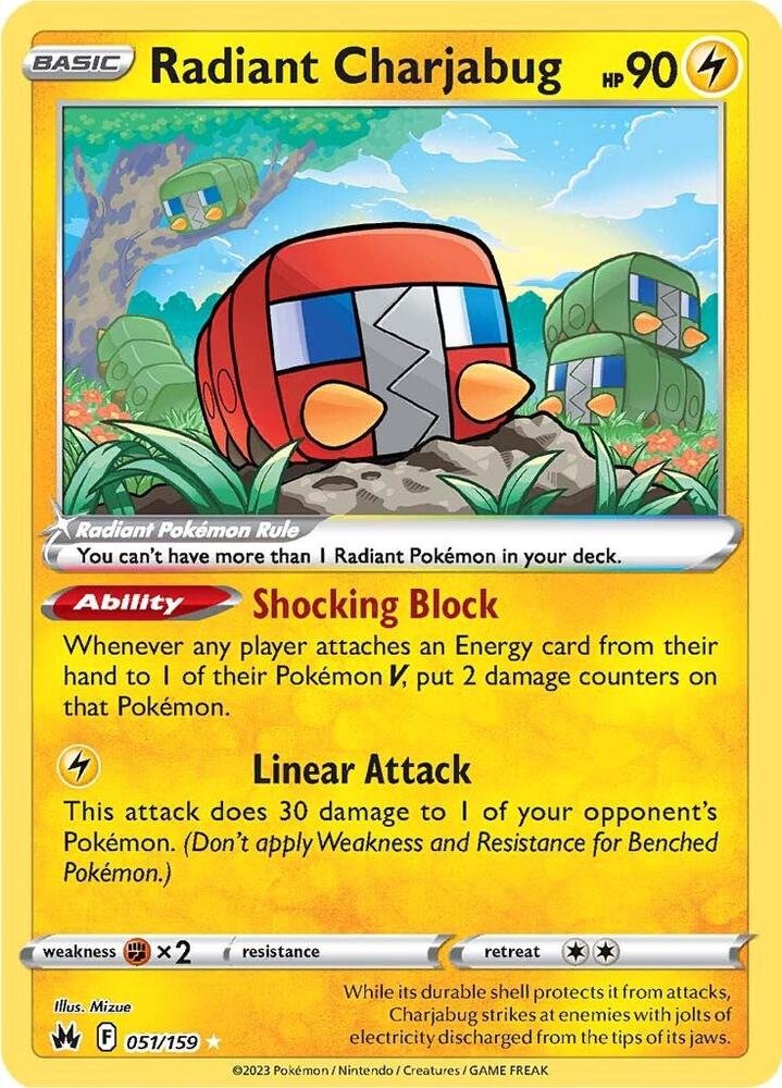 Radiant Charjabug 051/159 card from Crown Zenith