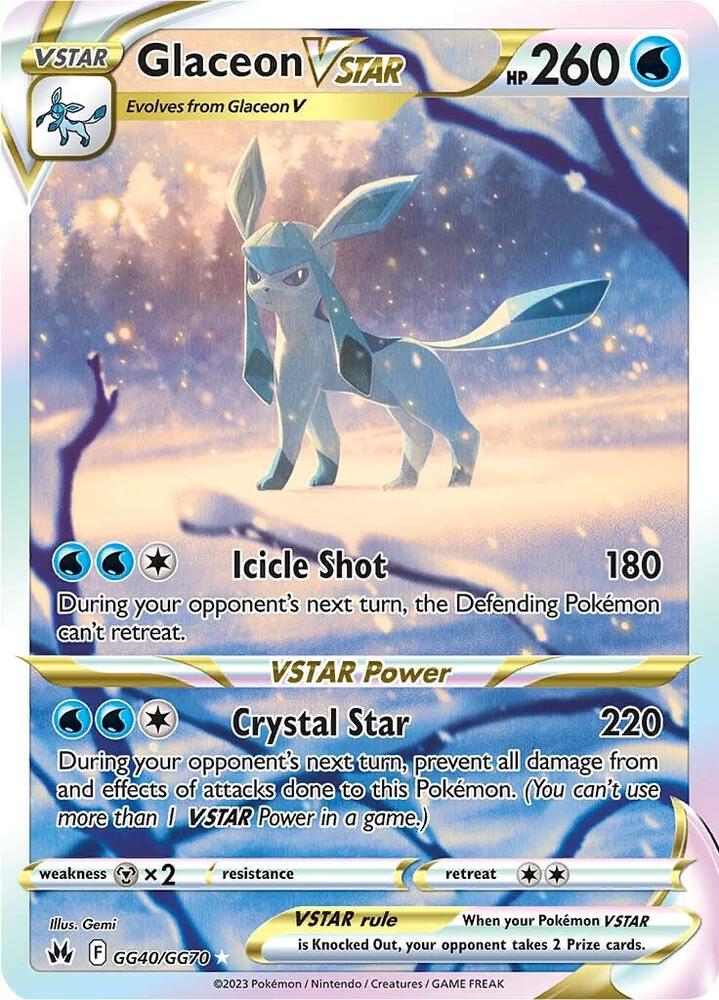 Glaceon VSTAR GG40/GG70 card from Crown Zenith: Galarian Gallery