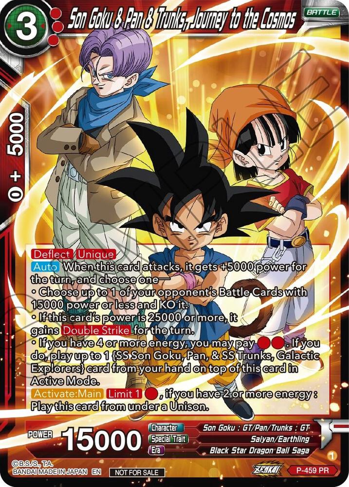 Son Goku & Pan & Trunks, Journey to the Cosmos (Z03 Dash Pack) P-459 card from Promotion Cards