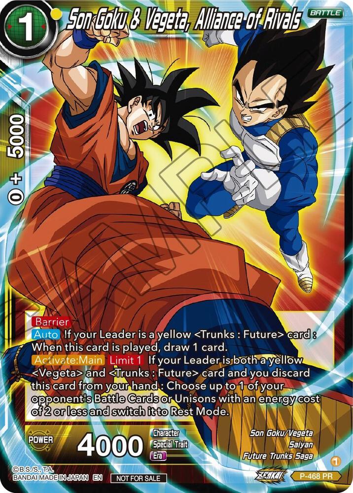 Son Goku & Vegeta, Alliance of Rivals (Z03 Dash Pack) P-468 card from Promotion Cards