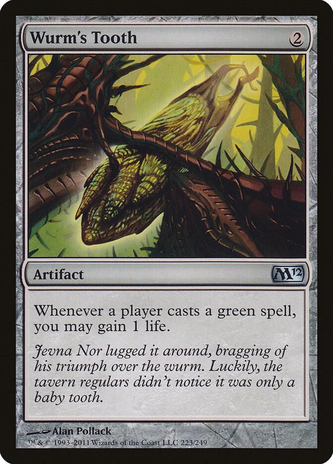 Wurm's Tooth 223 card from Magic 2012 (M12)