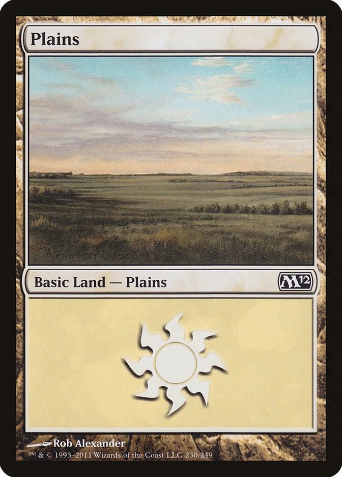 Plains 230 card from Magic 2012 (M12)