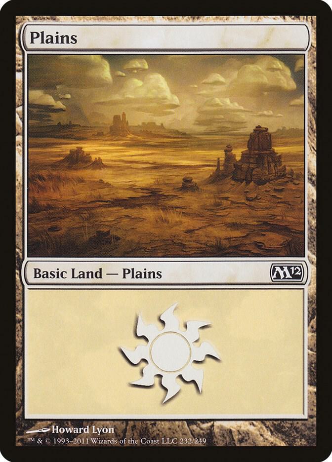 Plains 232 card from Magic 2012 (M12)