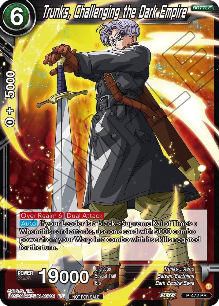Trunks, Challenging the Dark Empire (Z03 Dash Pack) P-472 card from Promotion Cards