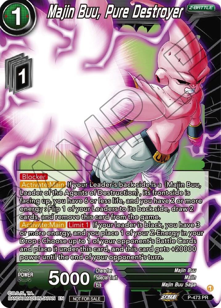 Majin Buu, Pure Destroyer (Z03 Dash Pack) P-473 card from Promotion Cards