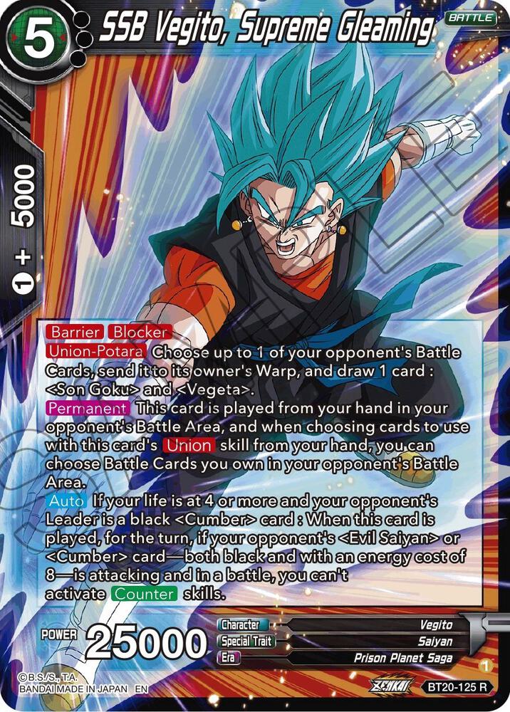 SSB Vegito, Supreme Gleaming BT20-125 card from Power Absorbed