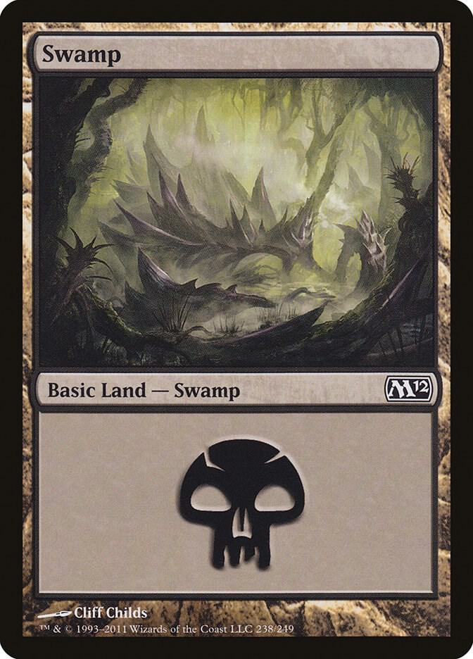Swamp 238 card from Magic 2012 (M12)