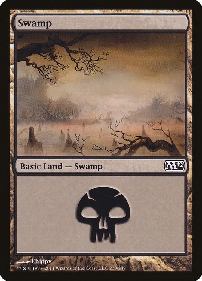 Swamp 239 card from Magic 2012 (M12)