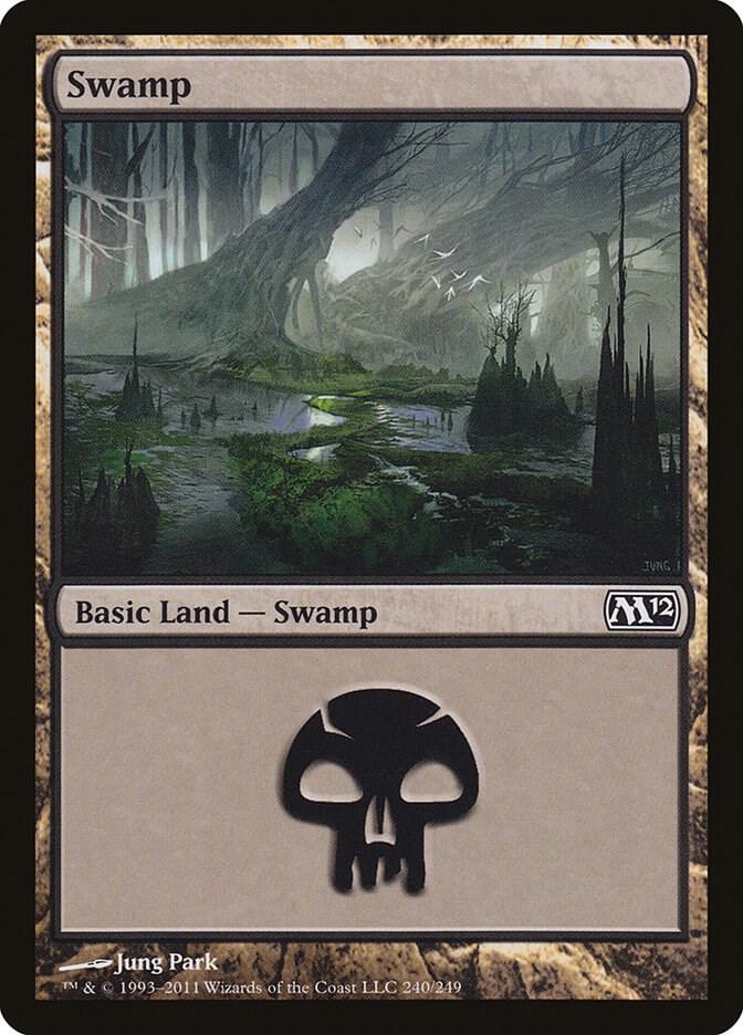 Swamp 240 card from Magic 2012 (M12)