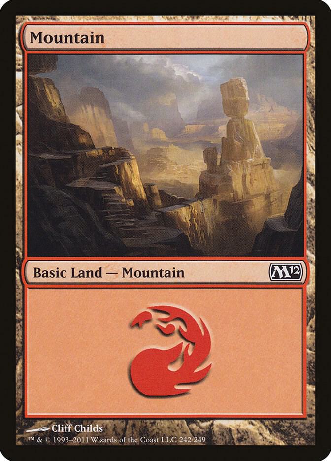 Mountain 242 card from Magic 2012 (M12)