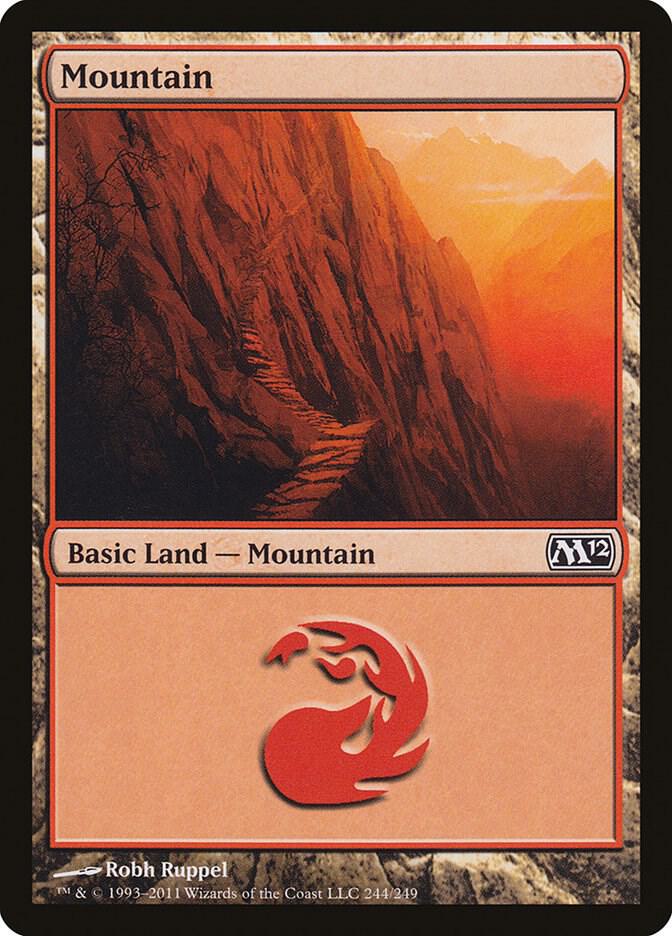 Mountain 244 card from Magic 2012 (M12)