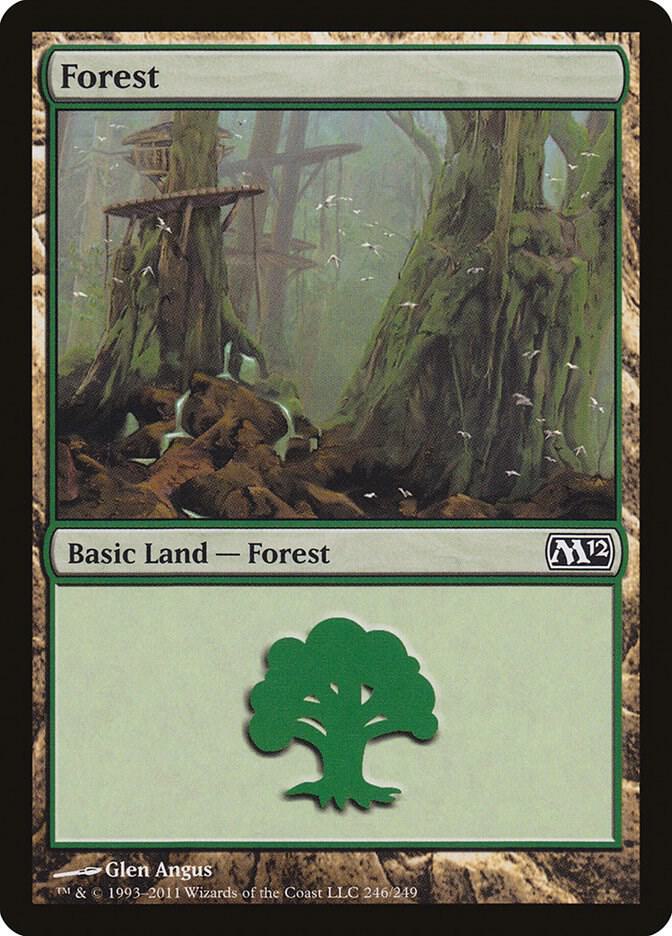 Forest 246 card from Magic 2012 (M12)