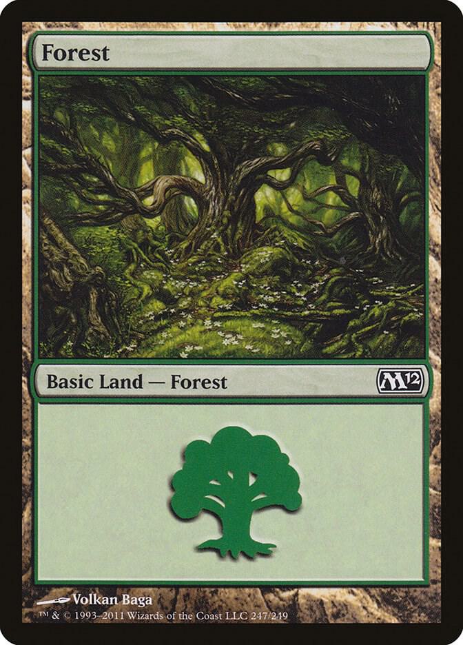 Forest 247 card from Magic 2012 (M12)