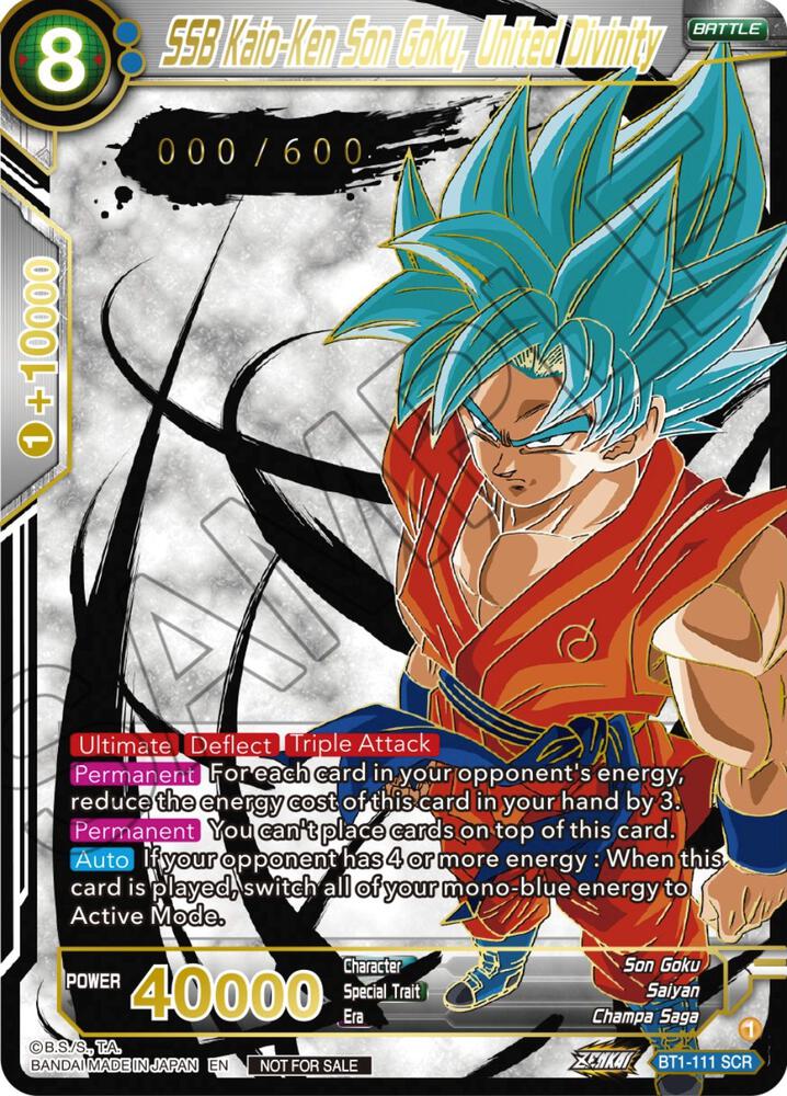 SSB Kaio-Ken Son Goku, United Divinity (Serial Numbered) BT1-111 card from Tournament Promotion Cards