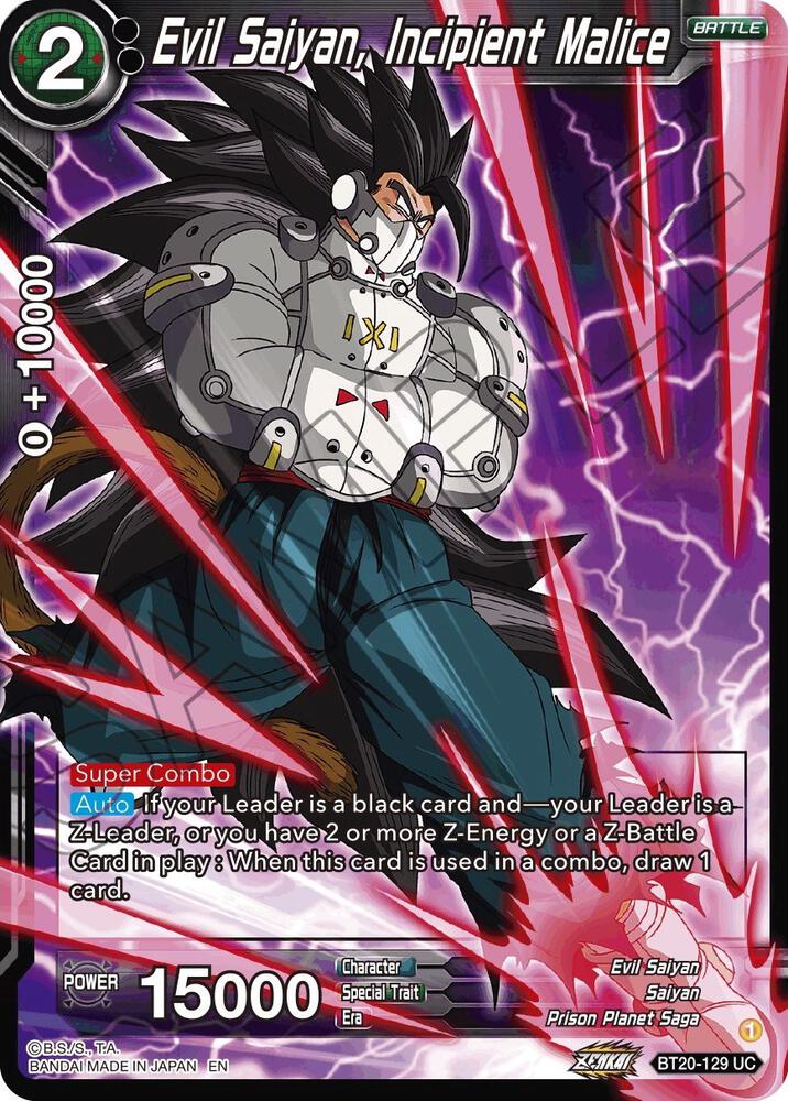Evil Saiyan, Incipient Malice BT20-129 card from Power Absorbed