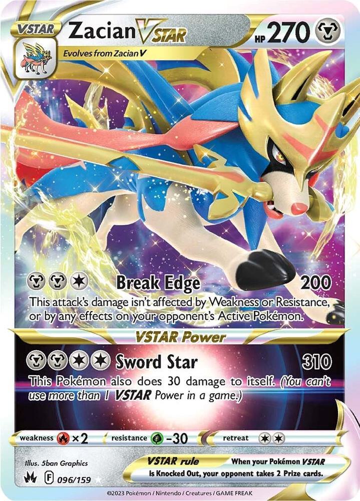 Zacian VSTAR 096/159 card from Crown Zenith