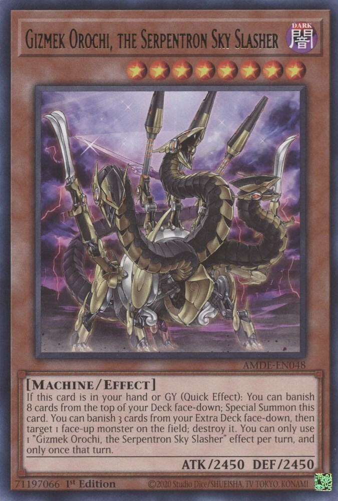 Gizmek Orochi, the Serpentron Sky Slasher AMDE-EN048 card from Amazing Defenders