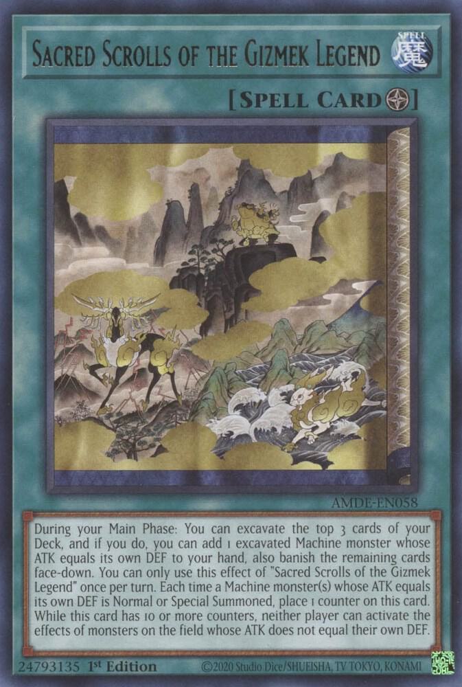 Sacred Scrolls of the Gizmek Legend AMDE-EN058 card from Amazing Defenders