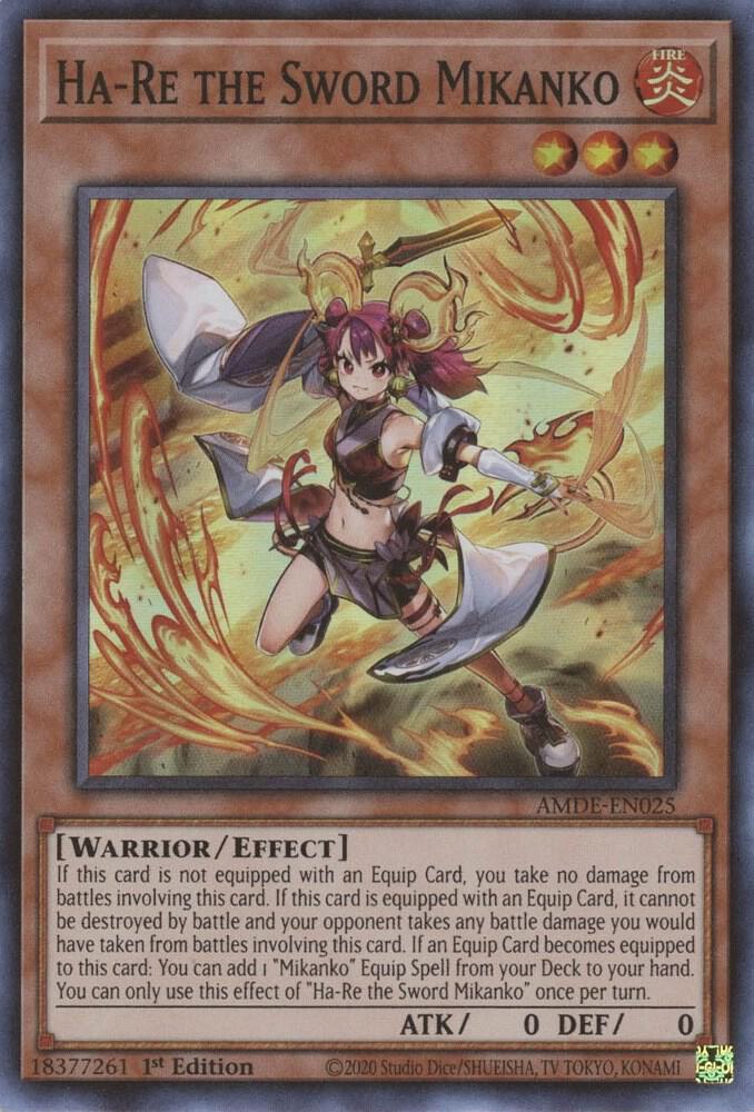 Ha-Re the Sword Mikanko AMDE-EN025 card from Amazing Defenders