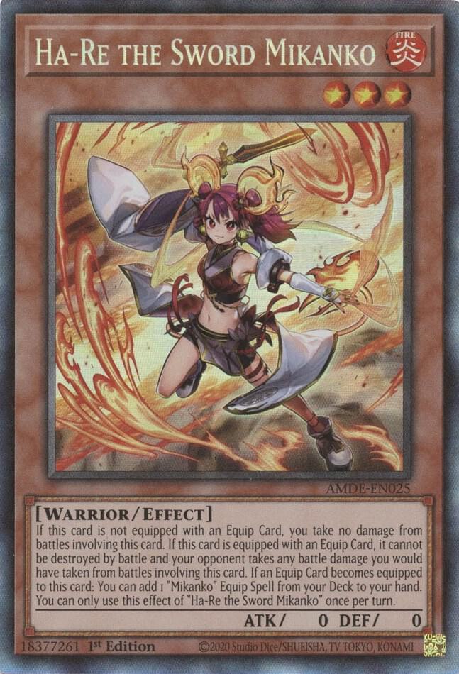 Ha-Re the Sword Mikanko (CR) AMDE-EN025 card from Amazing Defenders
