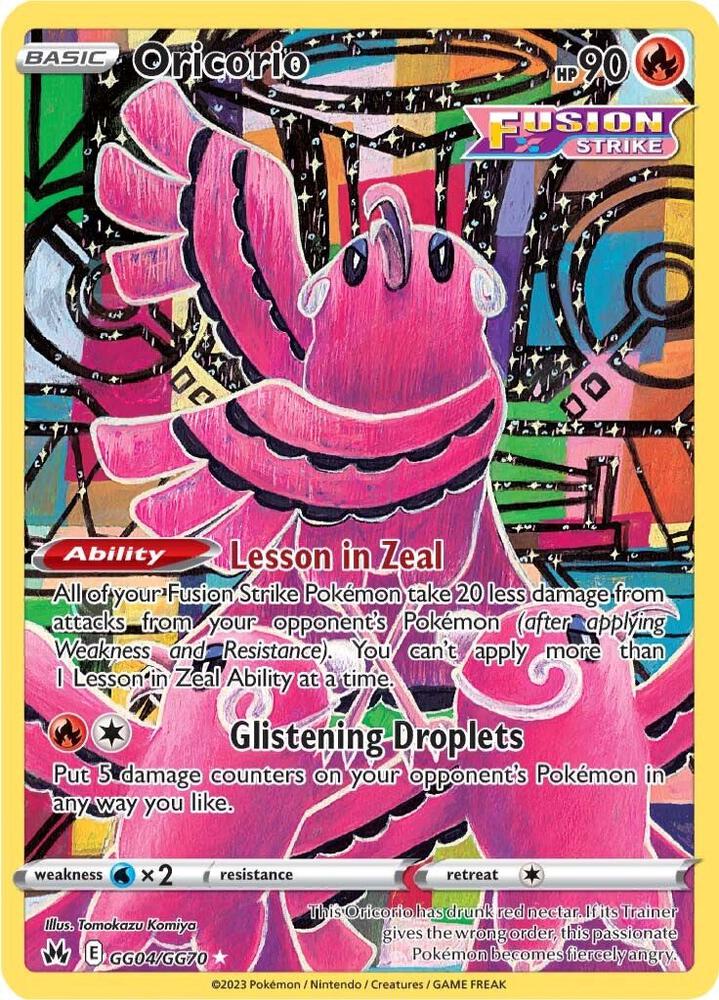 Oricorio GG04/GG70 card from Crown Zenith: Galarian Gallery