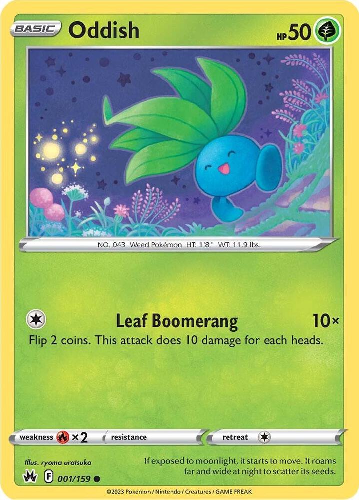Oddish 001/159 card from Crown Zenith