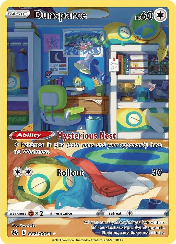 Dunsparce GG23/GG70 card from Crown Zenith: Galarian Gallery