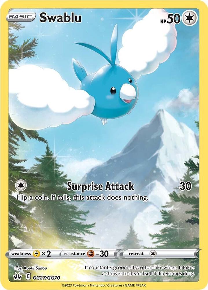 Swablu GG27/GG70 card from Crown Zenith: Galarian Gallery