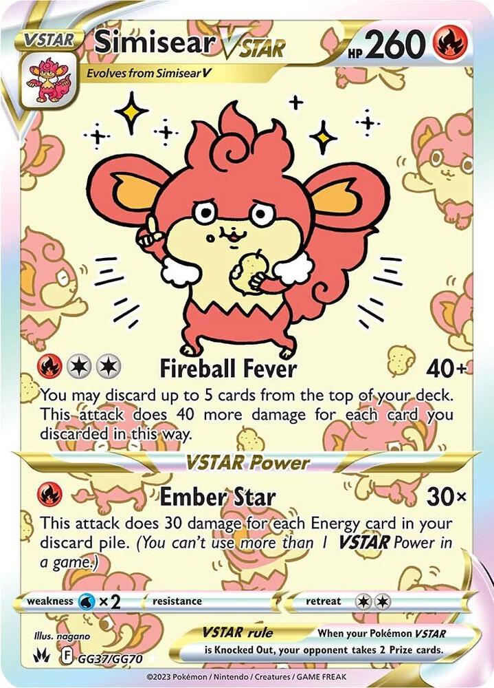 Simisear VSTAR GG37/GG70 card from Crown Zenith: Galarian Gallery