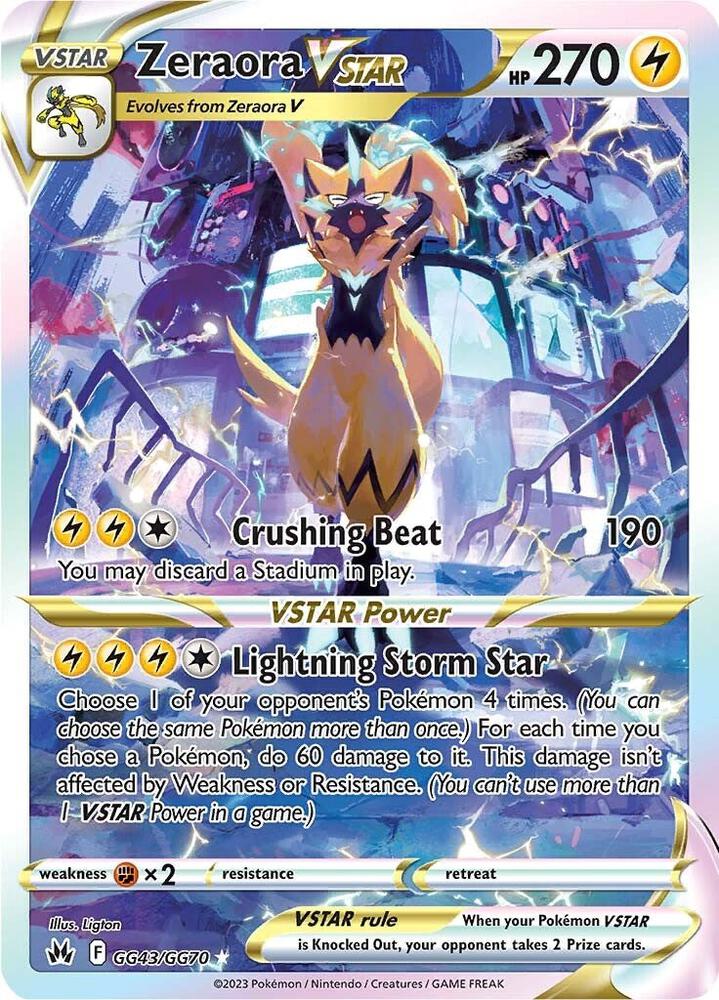 Zeraora VSTAR GG43/GG70 card from Crown Zenith: Galarian Gallery