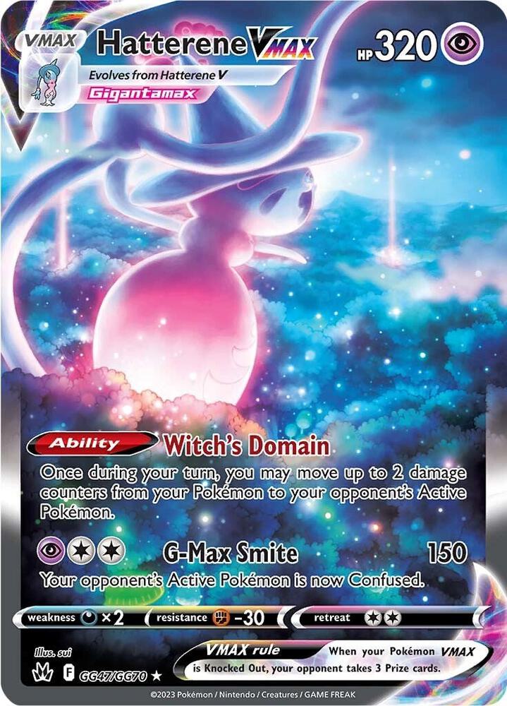 Hatterene VMAX GG47/GG70 card from Crown Zenith: Galarian Gallery