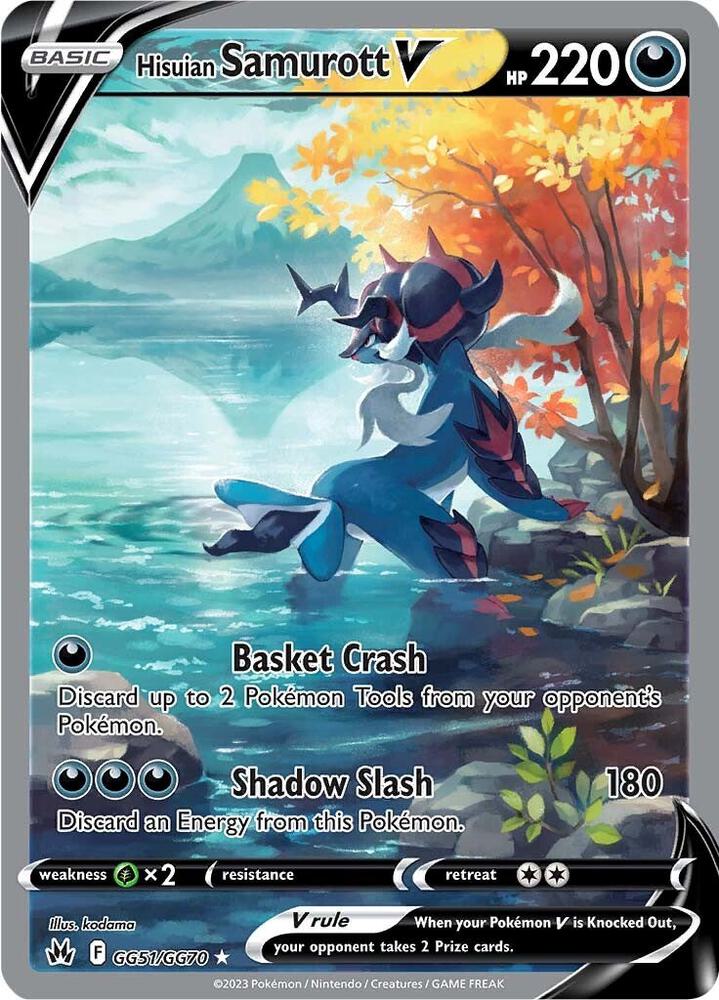 Hisuian Samurott V GG51/GG70 card from Crown Zenith: Galarian Gallery