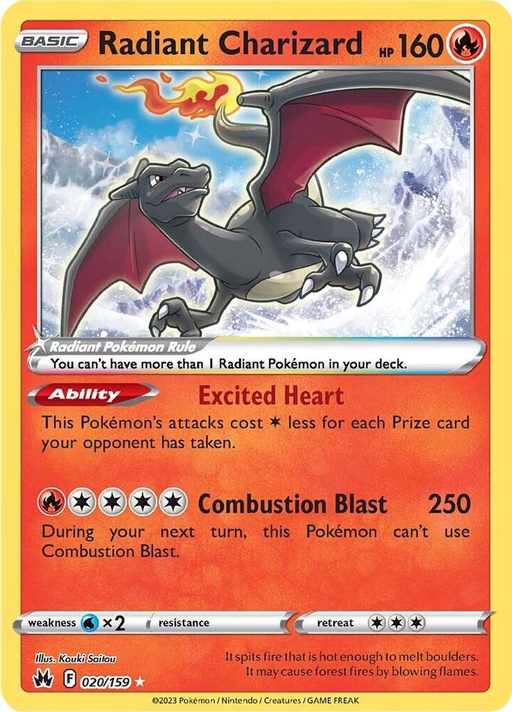 Radiant Charizard 020/159 card from Crown Zenith