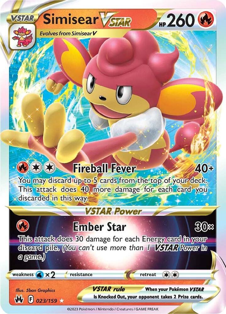 Simisear VSTAR 023/159 card from Crown Zenith