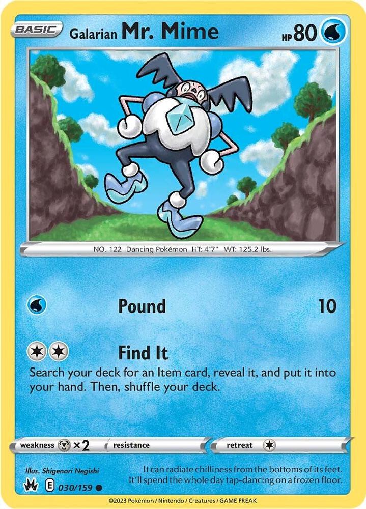 Galarian Mr. Mime 030/159 card from Crown Zenith