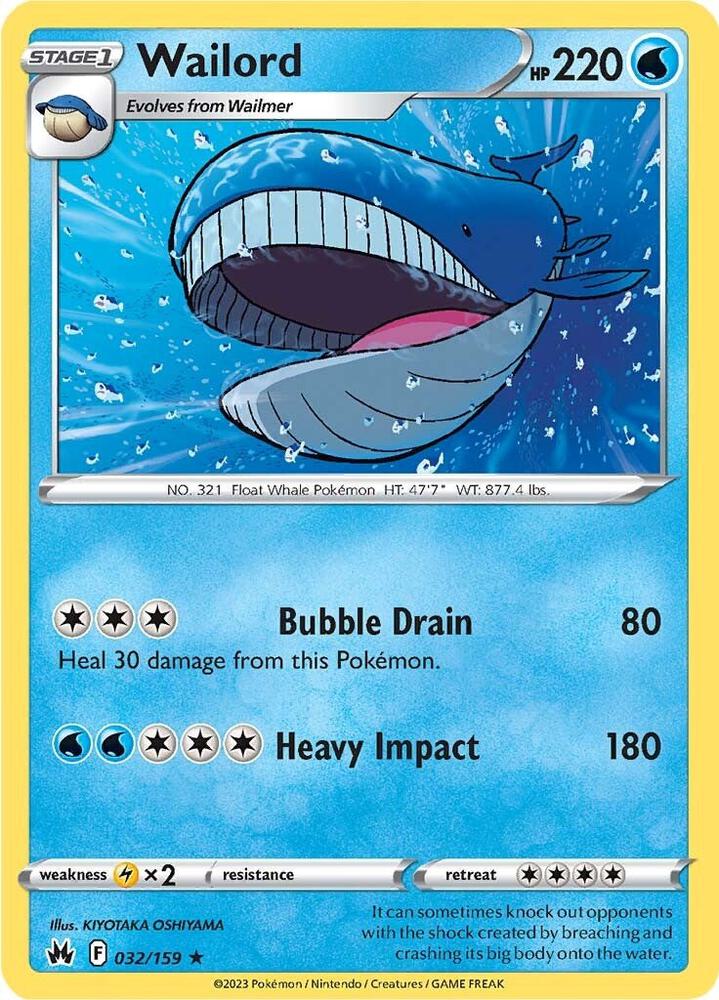 Wailord 032/159 card from Crown Zenith