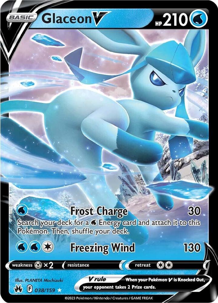 Glaceon V 038/159 card from Crown Zenith
