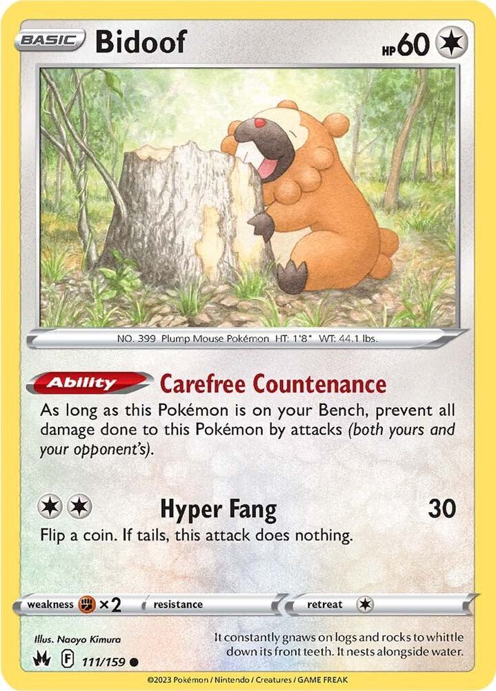 Bidoof 111/159 card from Crown Zenith