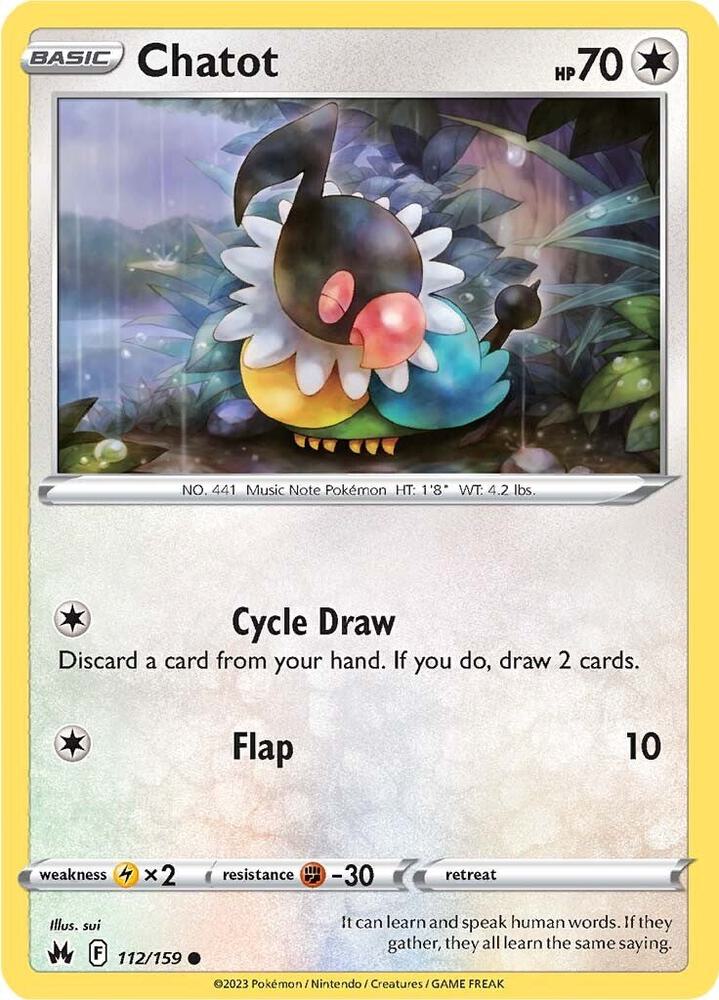 Chatot 112/159 card from Crown Zenith