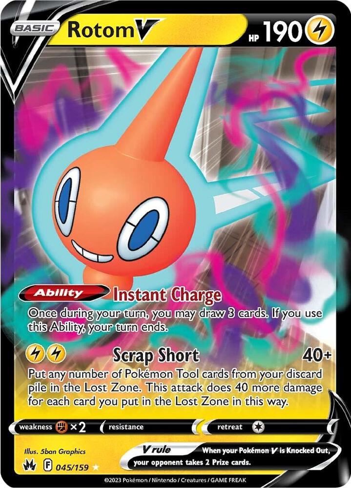 Rotom V 045/159 card from Crown Zenith