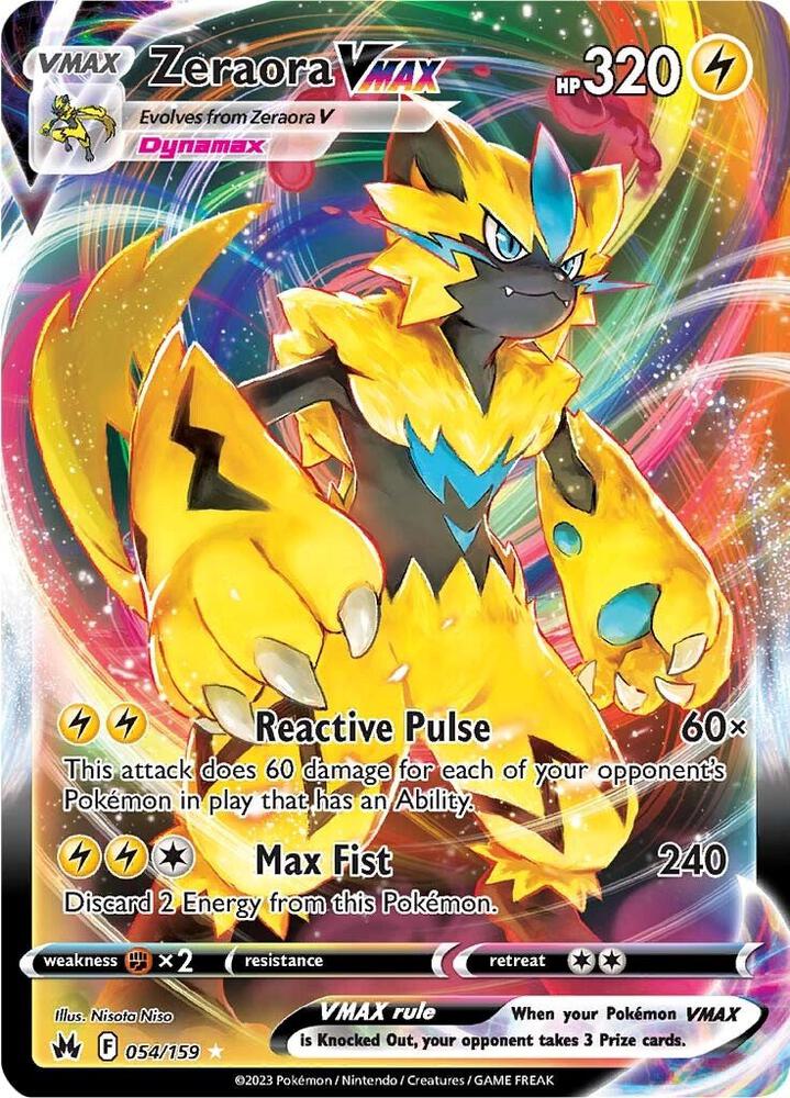 Zeraora VMAX 054/159 card from Crown Zenith